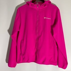 Champion Authentic Athletic Wear Fuchsia Jacket Zippered Hooded Long Sleeve LG